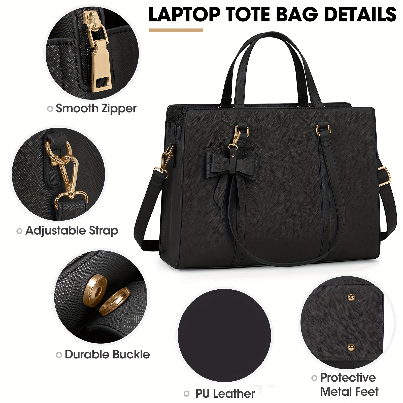 NEWHEY Elegant Black Laptop Bag for Women – Stylish, Professional, and Perfect for Business and Work