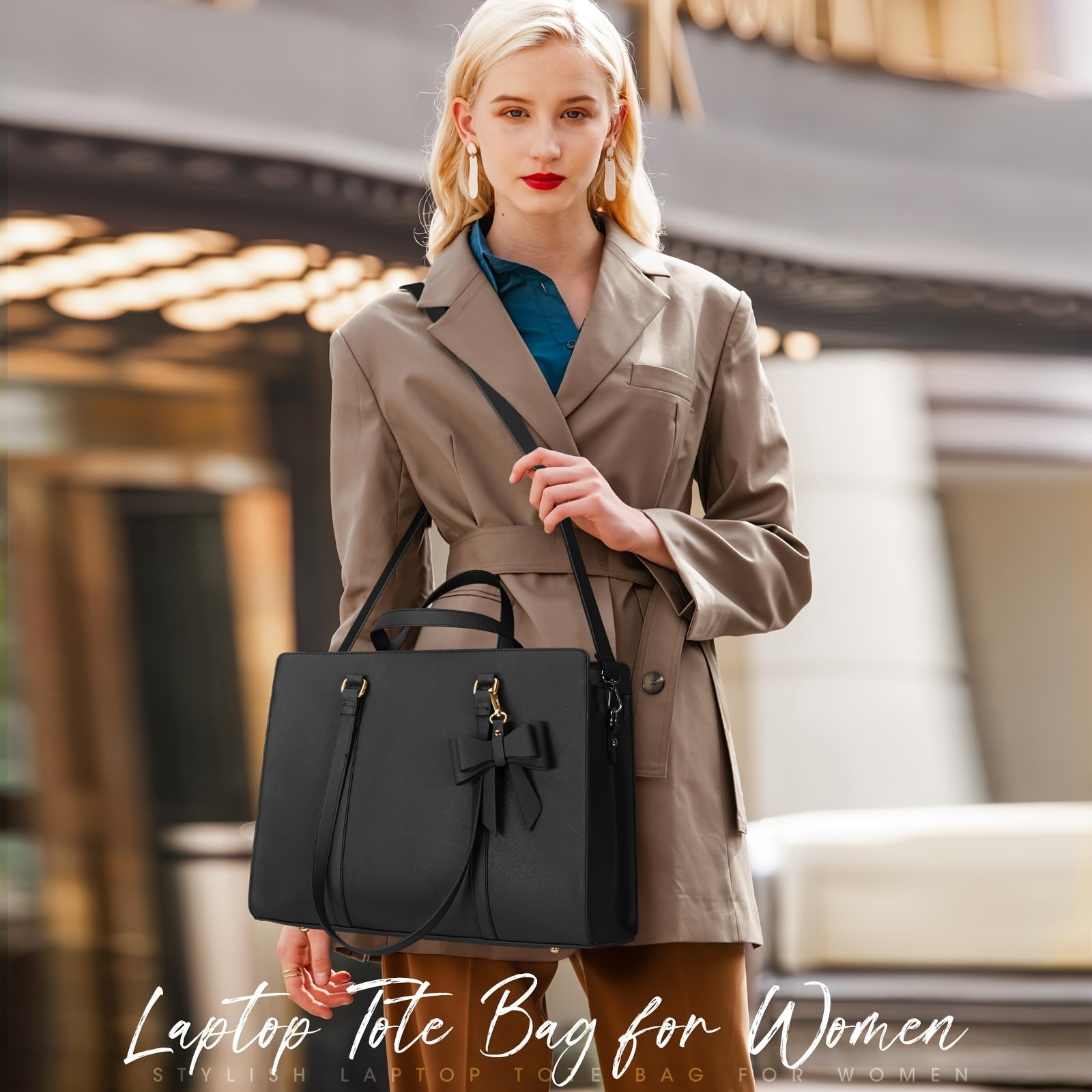 NEWHEY Elegant Black Laptop Bag for Women – Stylish, Professional, and Perfect for Business and Work