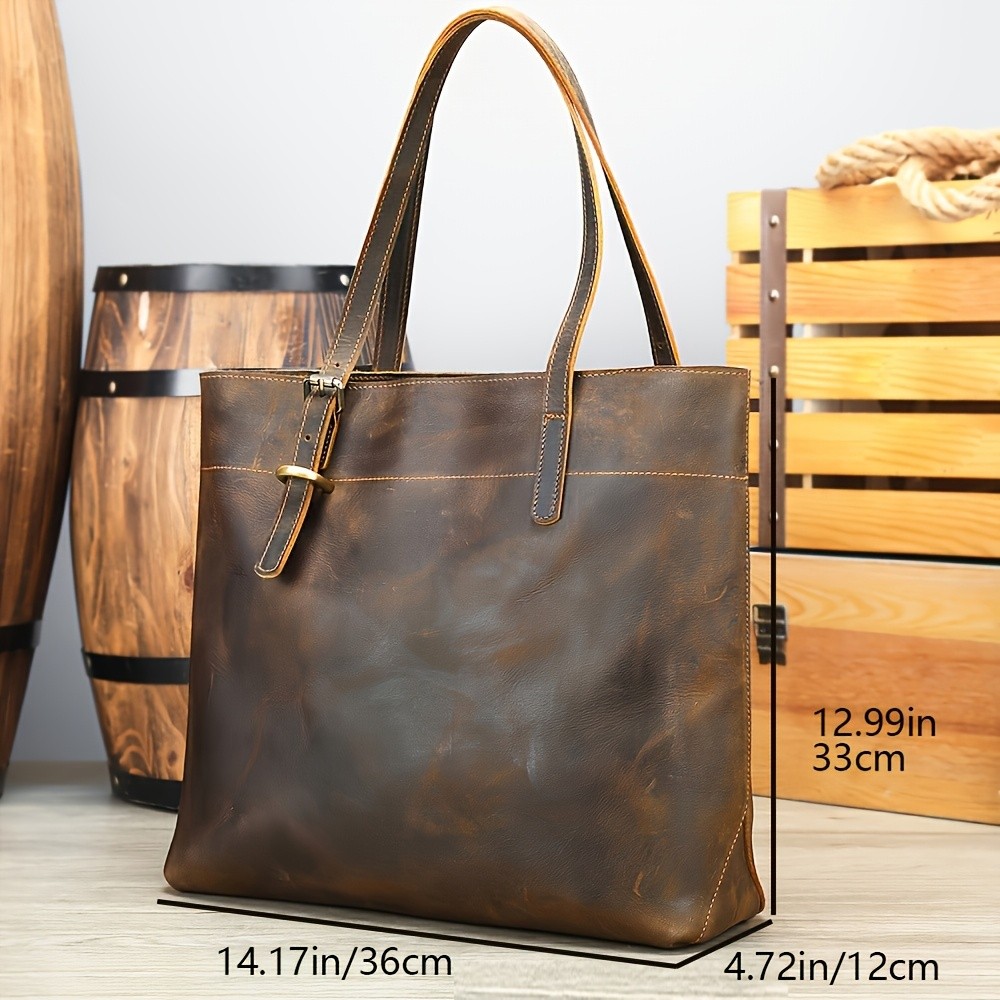 NIUCUNZH Viking-Inspired Retro Style Genuine Leather Tote Bag – Durable, Stylish, and Perfect for Commuting, Travel, and Everyday Use