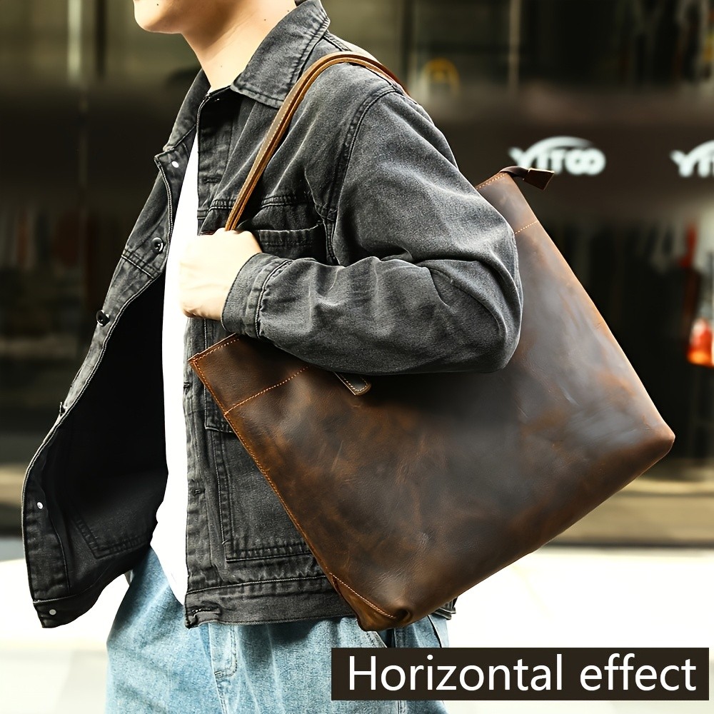 NIUCUNZH Viking-Inspired Retro Style Genuine Leather Tote Bag – Durable, Stylish, and Perfect for Commuting, Travel, and Everyday Use