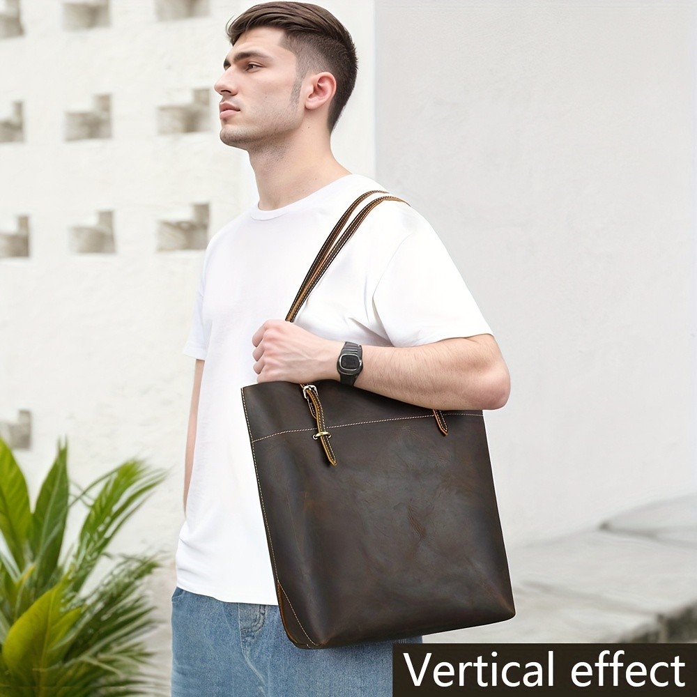 NIUCUNZH Viking-Inspired Retro Style Genuine Leather Tote Bag – Durable, Stylish, and Perfect for Commuting, Travel, and Everyday Use