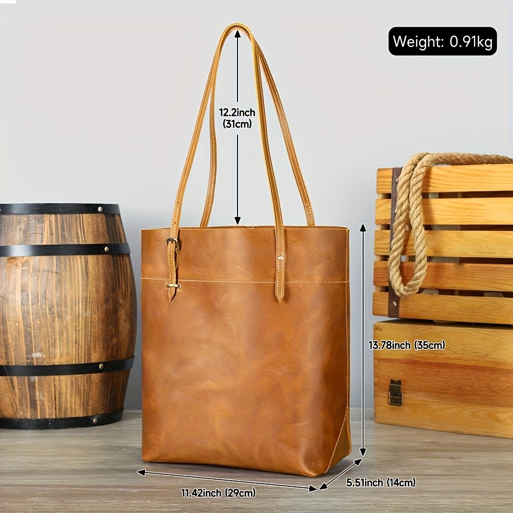 NIUCUNZH Viking-Inspired Retro Style Genuine Leather Tote Bag – Durable, Stylish, and Perfect for Commuting, Travel, and Everyday Use