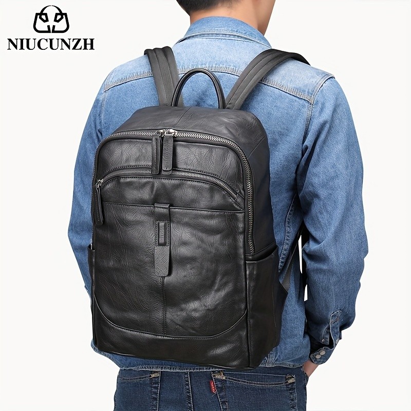 NIUCUNZH Men’s Top Layer Cowhide Backpack – Durable, Spacious, and Ideal for Travel and Commuting