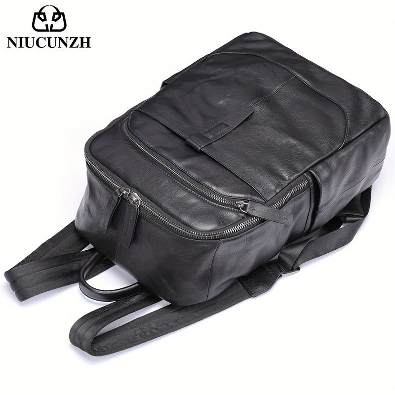NIUCUNZH Men’s Top Layer Cowhide Backpack – Durable, Spacious, and Ideal for Travel and Commuting