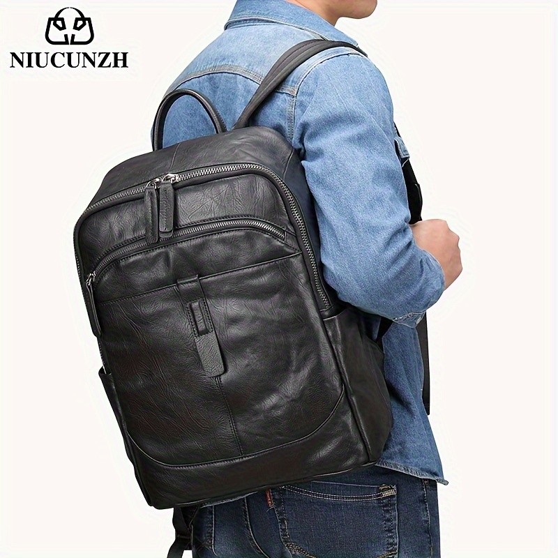 NIUCUNZH Men’s Top Layer Cowhide Backpack – Durable, Spacious, and Ideal for Travel and Commuting