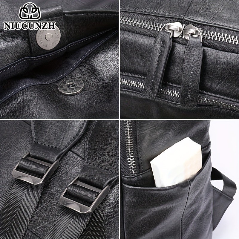 NIUCUNZH Men’s Top Layer Cowhide Backpack – Durable, Spacious, and Ideal for Travel and Commuting
