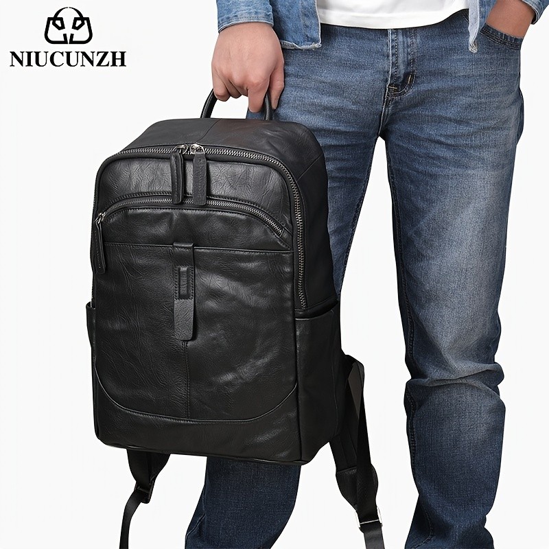 NIUCUNZH Men’s Top Layer Cowhide Backpack – Durable, Spacious, and Ideal for Travel and Commuting