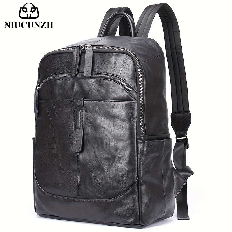 NIUCUNZH Men’s Top Layer Cowhide Backpack – Durable, Spacious, and Ideal for Travel and Commuting