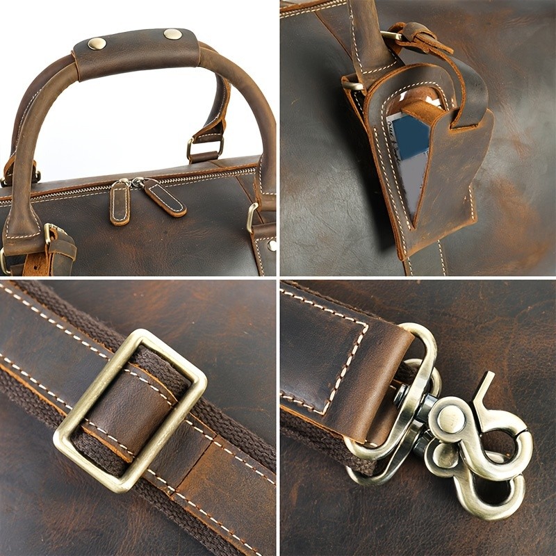 NIUCUNZH Men’s Genuine Leather Handbag – Durable, Stylish, and Ideal for Travel, Business, and Short Trips