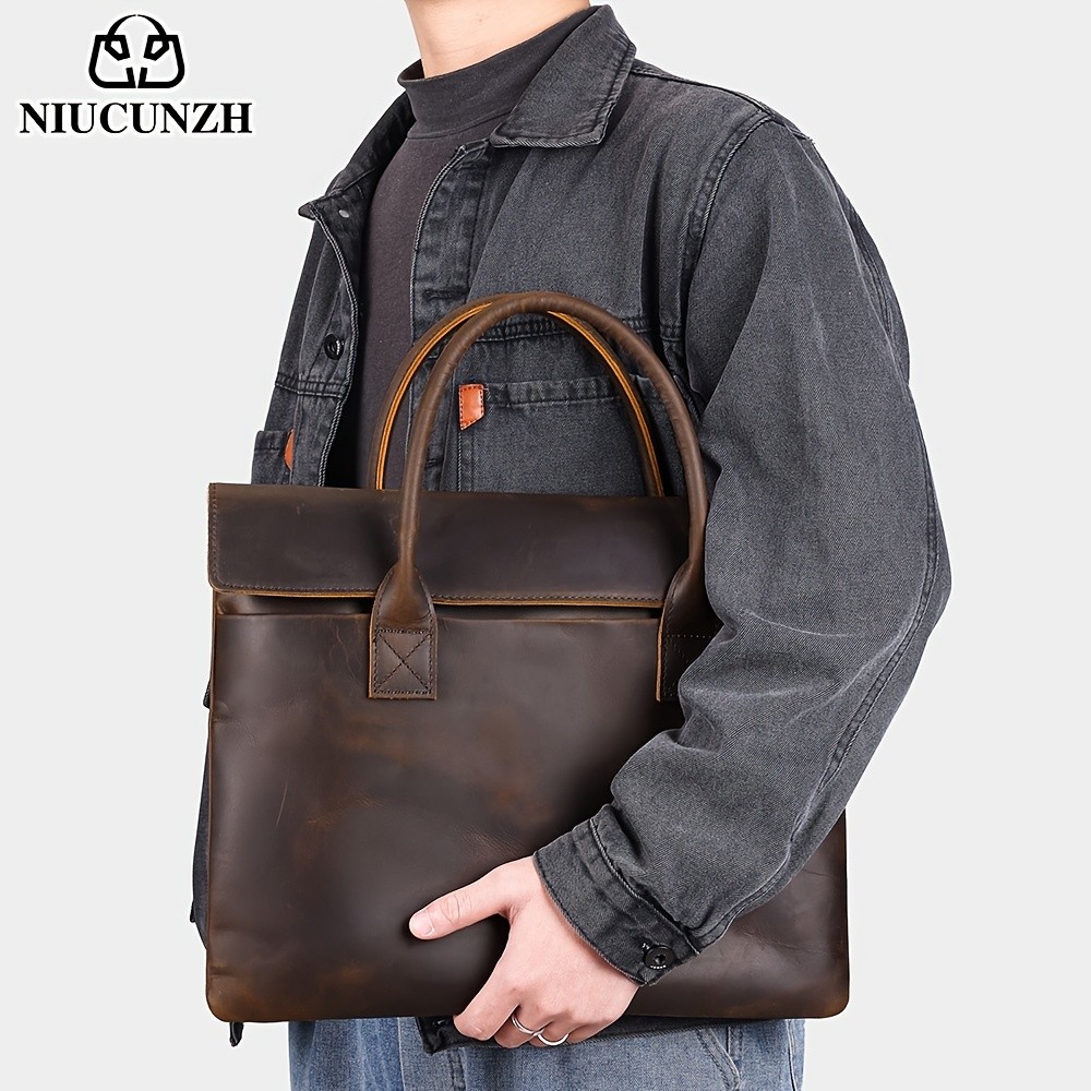 NIUCUNZH Men’s Casual Top-Grain Leather Shoulder Bag – Stylish, Durable, and Ideal for Daily Commute and Business Use