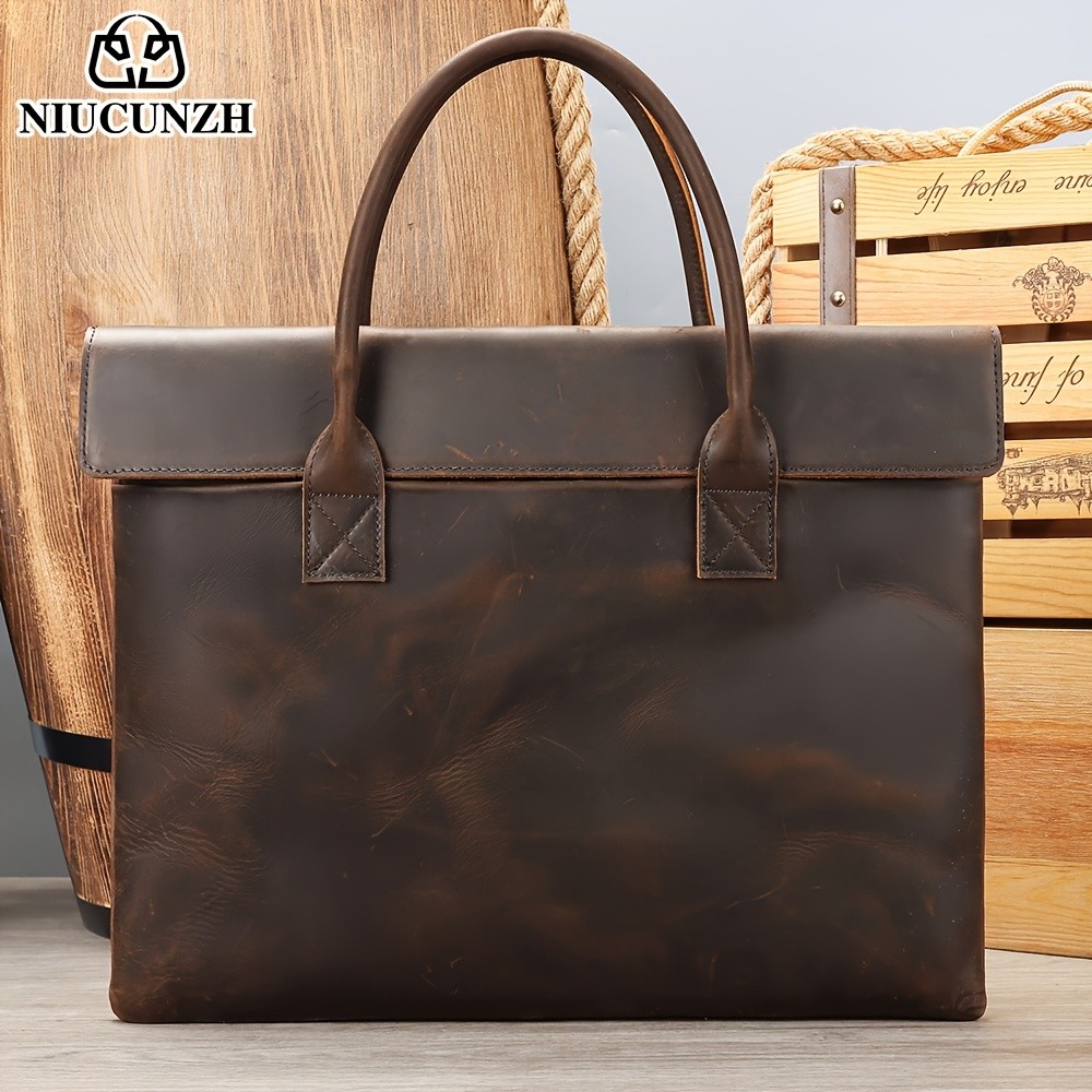 NIUCUNZH Men’s Casual Top-Grain Leather Shoulder Bag – Stylish, Durable, and Ideal for Daily Commute and Business Use