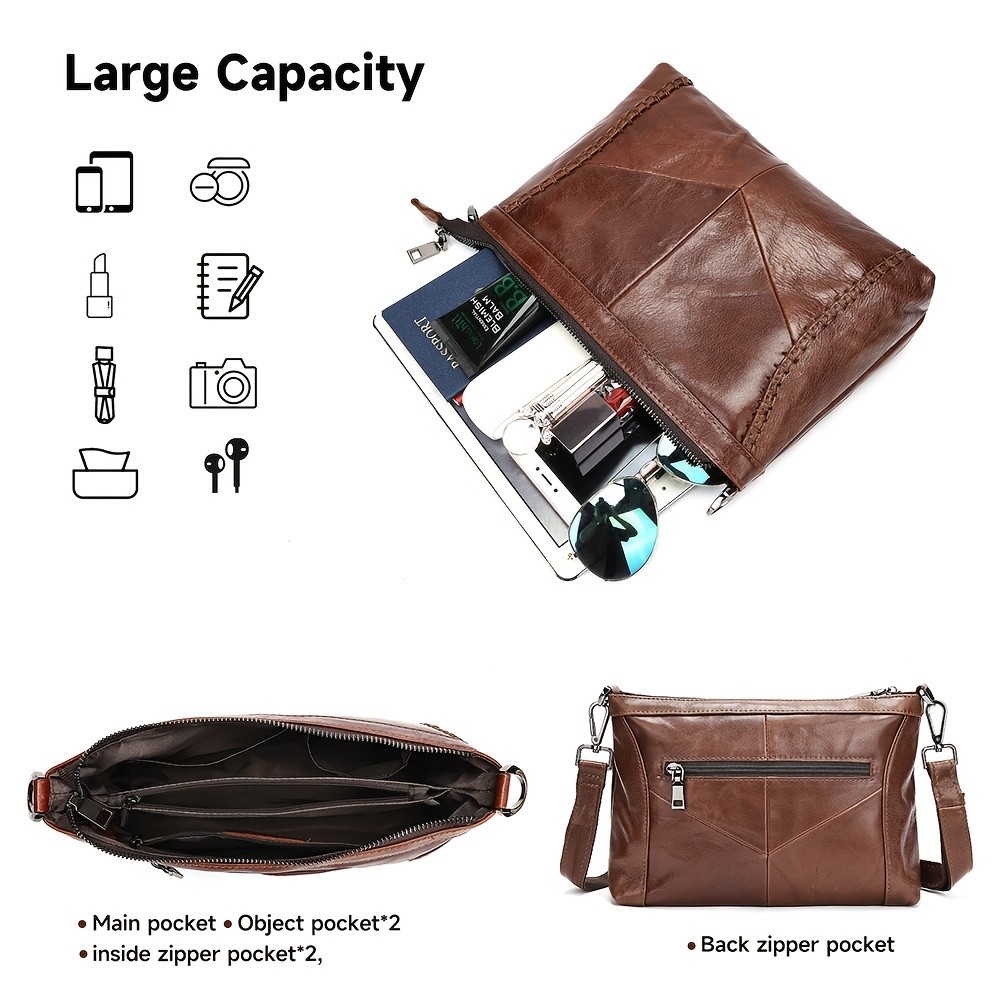 NIUCUNZH Genuine Leather Crossbody Bag for Men & Women – Stylish, Durable, and Perfect for Daily Use and Commuting