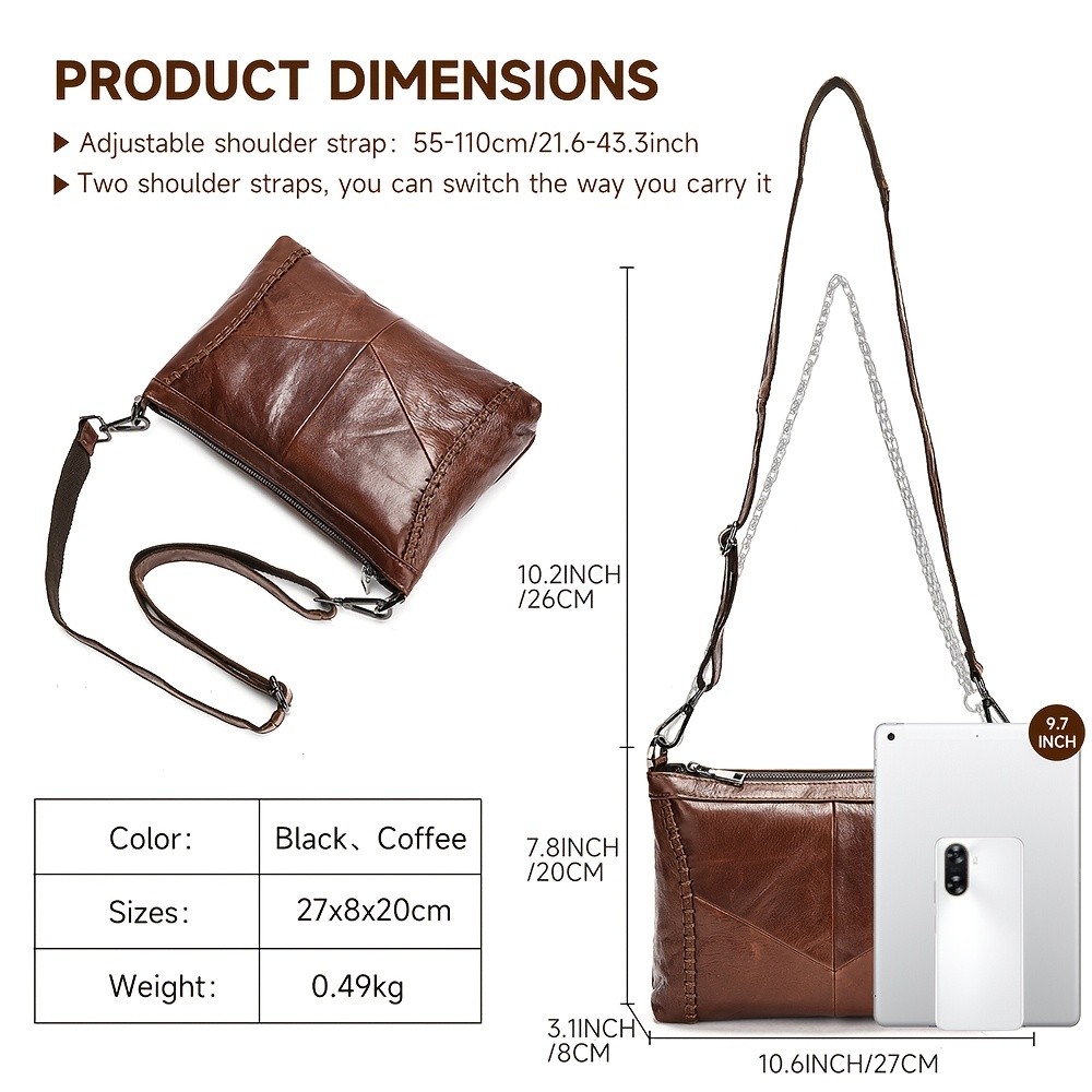 NIUCUNZH Genuine Leather Crossbody Bag for Men & Women – Stylish, Durable, and Perfect for Daily Use and Commuting