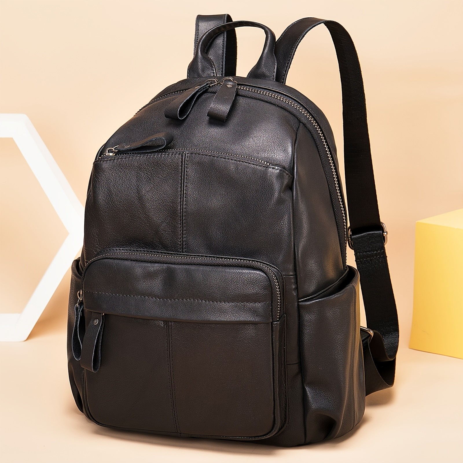 NIUCUNZH Genuine Leather Unisex Backpack – Durable, Spacious, and Perfect for Travel, Commute, and Daily Use