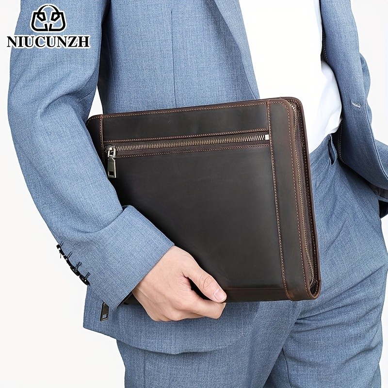 NIUCUNZH Men's Cowhide Clutch Bag – Elegant, Durable, and Perfect for Business and Storage