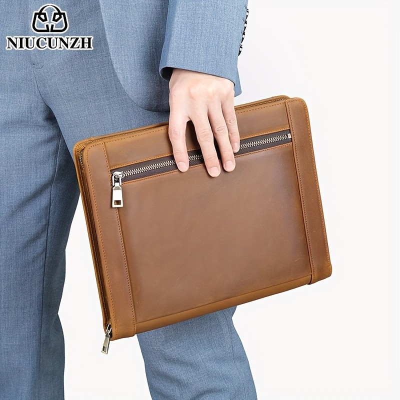 NIUCUNZH Men's Cowhide Clutch Bag – Elegant, Durable, and Perfect for Business and Storage