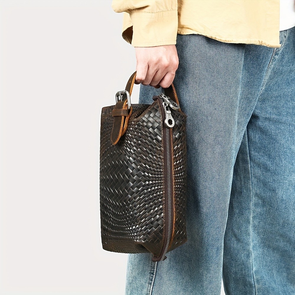 NIUCUNZH Men’s Genuine Leather Woven Tote Bag – Stylish, Durable, and Ideal for Daily Commute and Travel