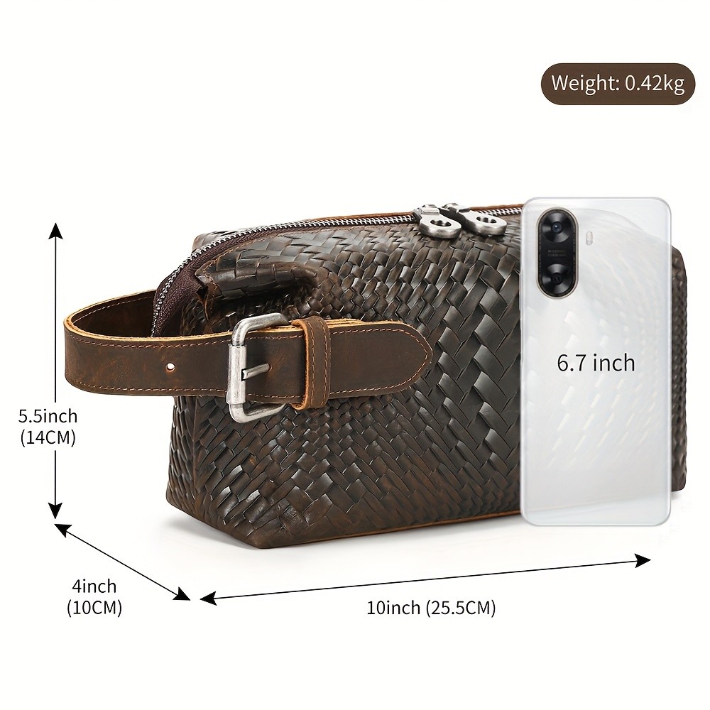 NIUCUNZH Men’s Genuine Leather Woven Tote Bag – Stylish, Durable, and Ideal for Daily Commute and Travel