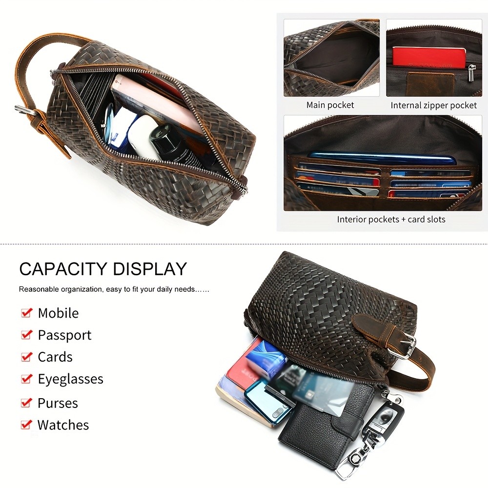 NIUCUNZH Men’s Genuine Leather Woven Tote Bag – Stylish, Durable, and Ideal for Daily Commute and Travel