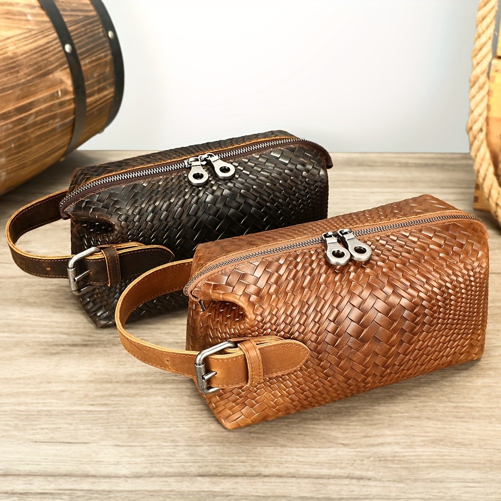 NIUCUNZH Men’s Genuine Leather Woven Tote Bag – Stylish, Durable, and Ideal for Daily Commute and Travel