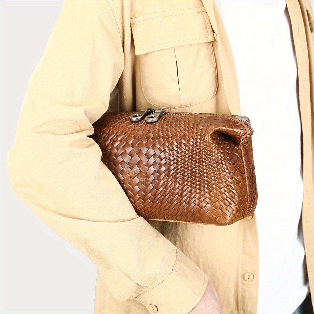 NIUCUNZH Men’s Genuine Leather Woven Tote Bag – Stylish, Durable, and Ideal for Daily Commute and Travel