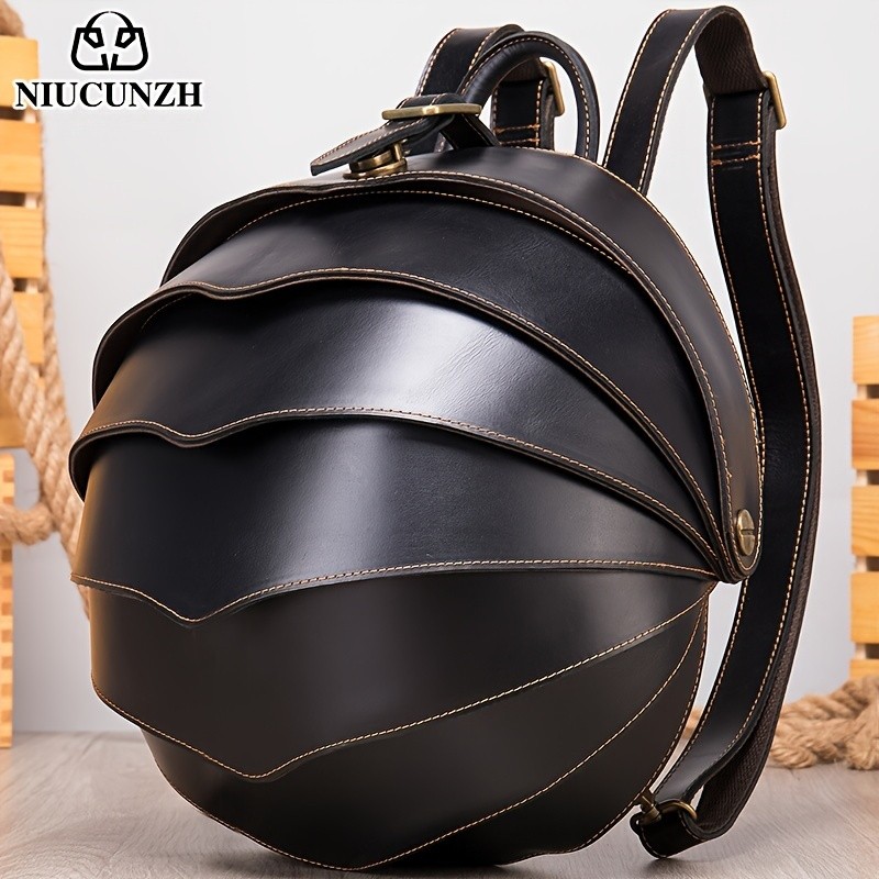 NIUCUNZH Genuine Leather Backpack with Crazy Horse Design – Durable, Spacious, and Ideal for Travel, School, and Outdoor Adventures