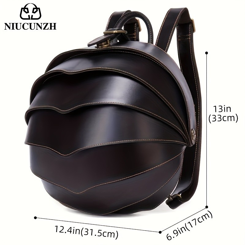 NIUCUNZH Genuine Leather Backpack with Crazy Horse Design – Durable, Spacious, and Ideal for Travel, School, and Outdoor Adventures