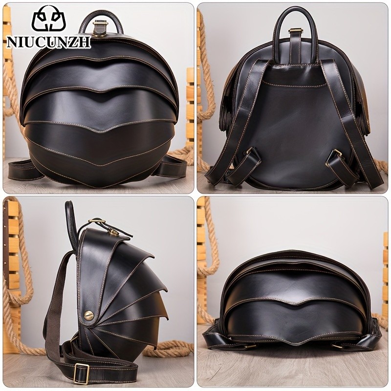 NIUCUNZH Genuine Leather Backpack with Crazy Horse Design – Durable, Spacious, and Ideal for Travel, School, and Outdoor Adventures