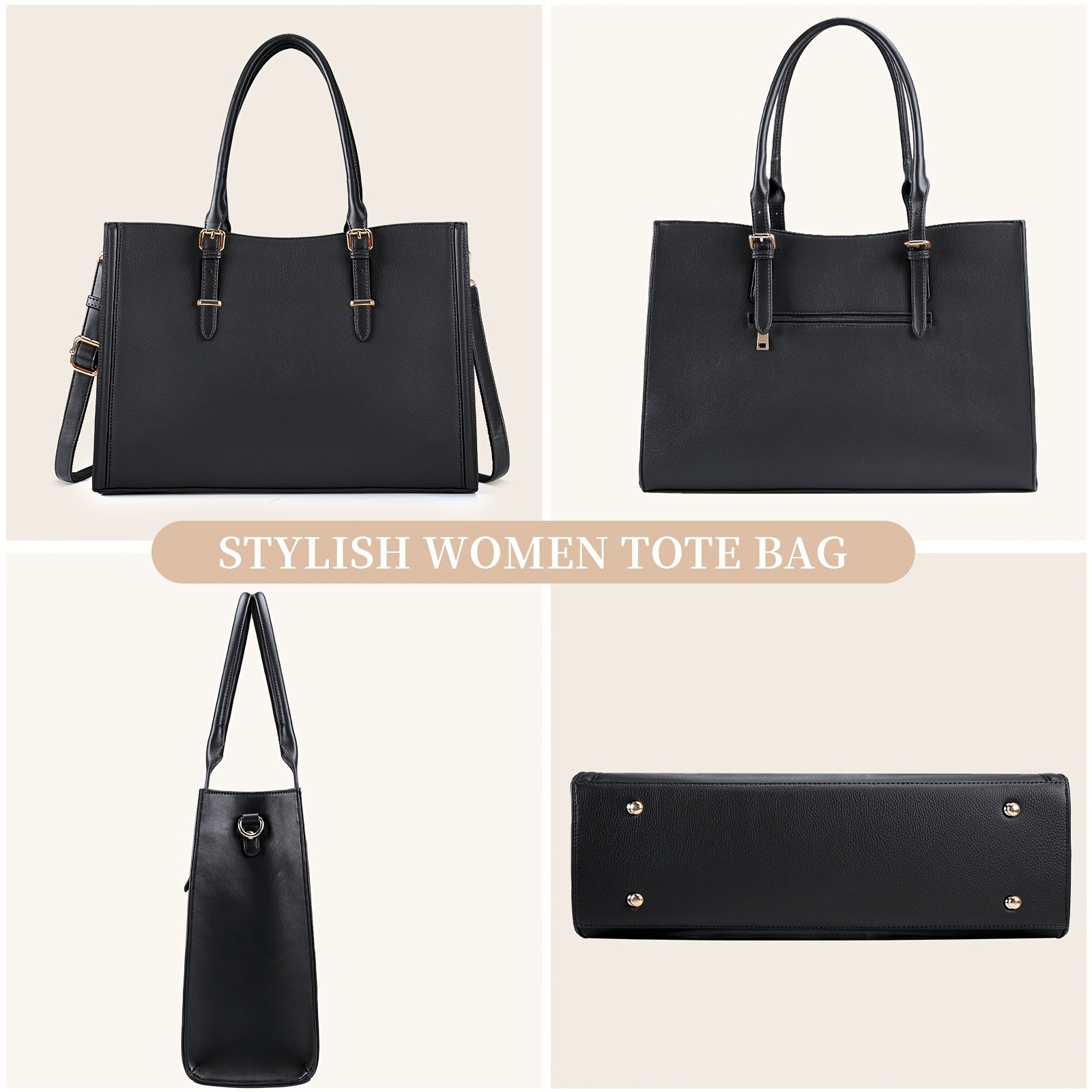 IGOLUMON Women’s PU Leather Laptop Tote – Spacious, Elegant, and Perfect for Work, School, and Travel