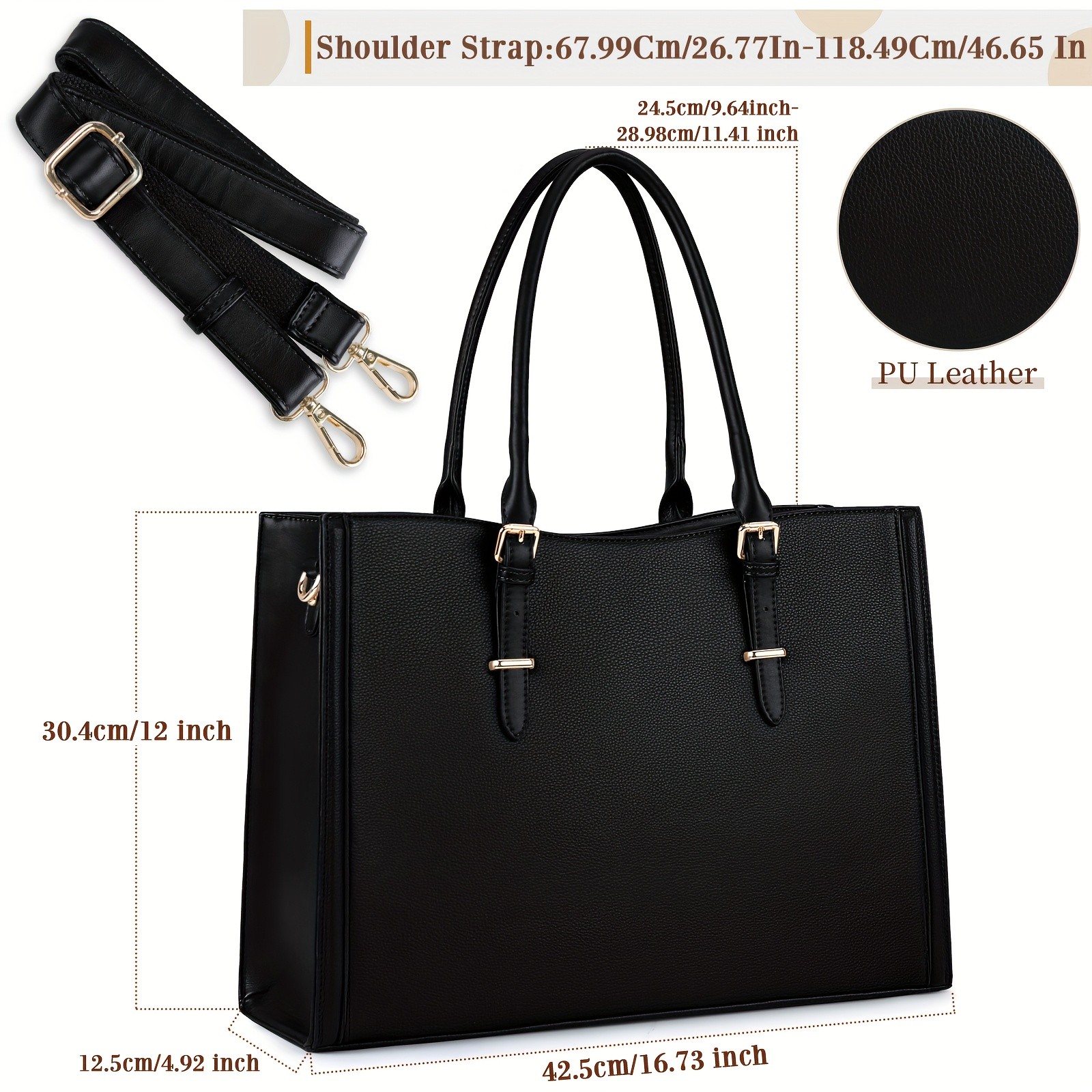 IGOLUMON Women’s PU Leather Laptop Tote – Spacious, Elegant, and Perfect for Work, School, and Travel