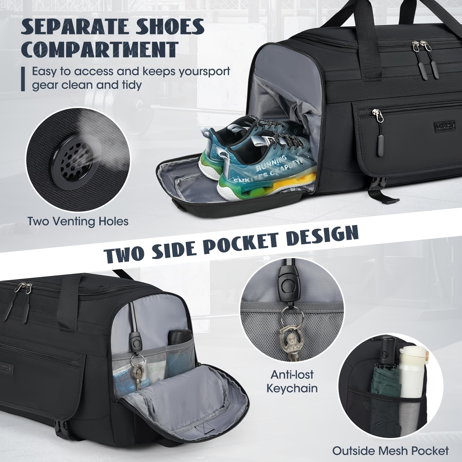 IGOLUMON Men’s 40L-55L Fitness Bag – Spacious, Durable, and Perfect for Gym, Travel, and Sports Enthusiasts