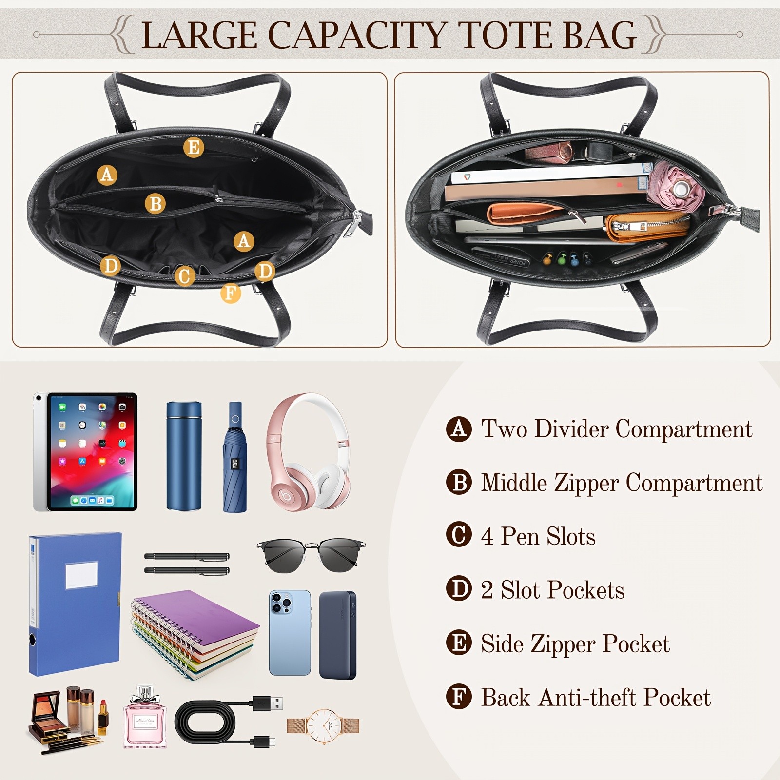 IGOLUMON Women’s Large Capacity Tote Bag – Stylish, Functional, and Perfect for Work, Travel, and Everyday Use