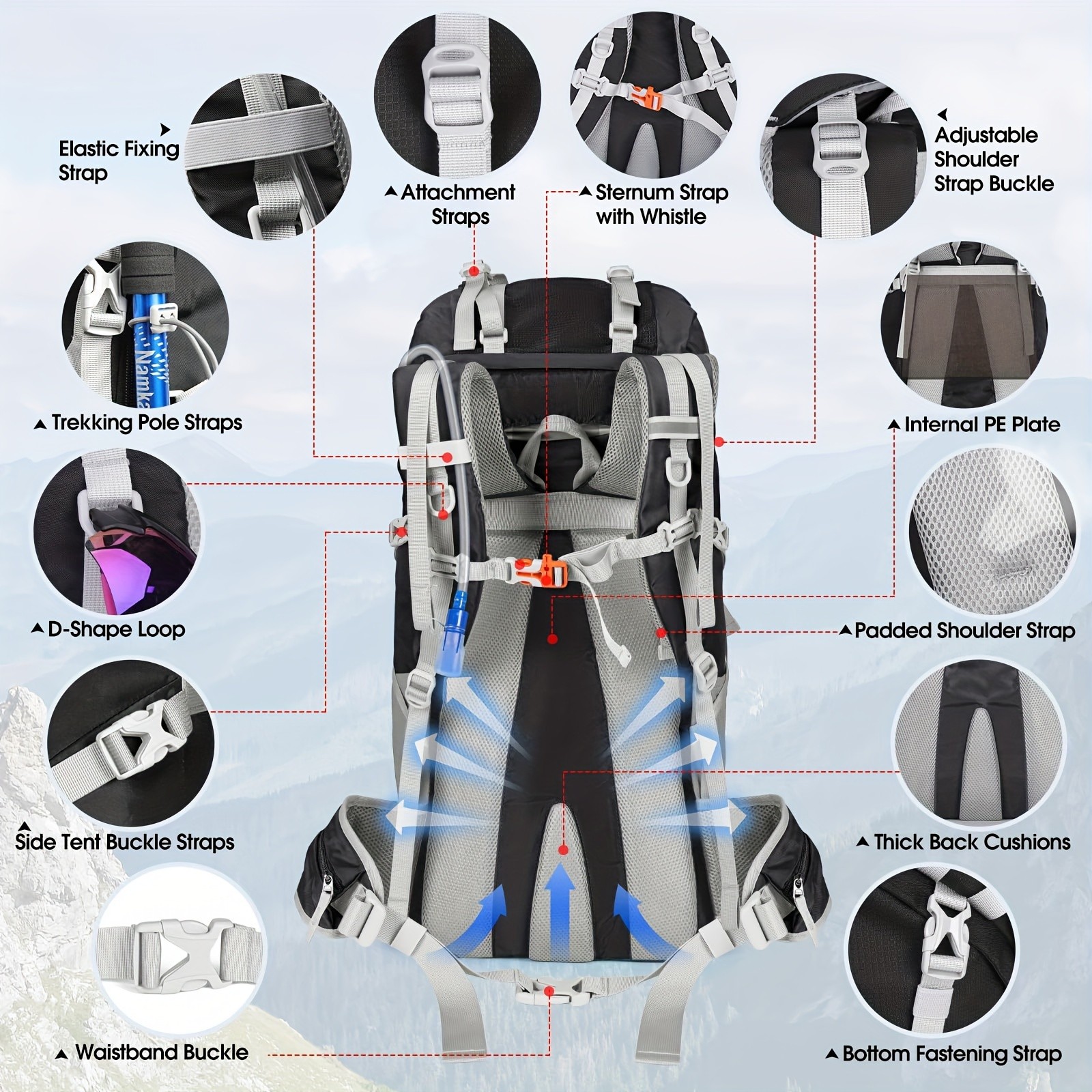 IGOLUMON 60L Hiking Backpack – Durable, Spacious, and Perfect for Hiking, Camping, and Travel