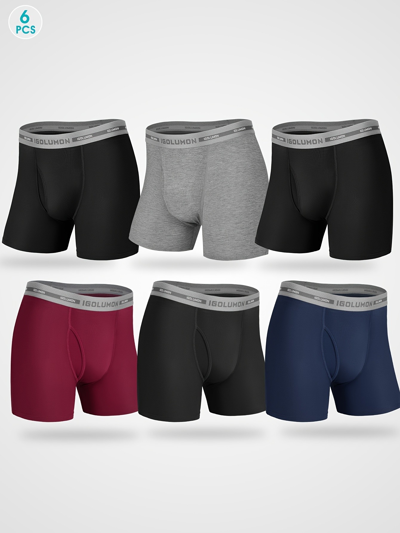 IGOLUMON Men’s 6pcs Bamboo Fiber Rayon Boxer Briefs – Soft, Breathable, and Perfect for Everyday Comfort