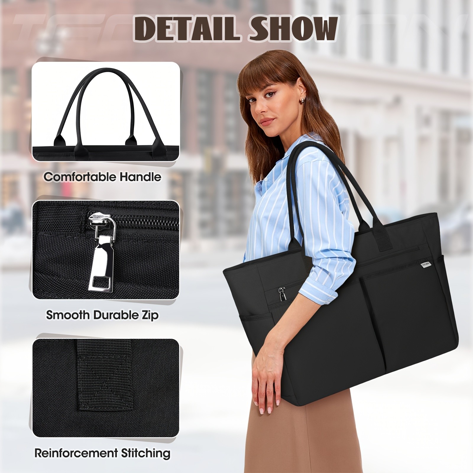 IGOLUMON 40L Tote Bag with Zipper – Spacious, Foldable, and Perfect for Beach, Travel, and Gym