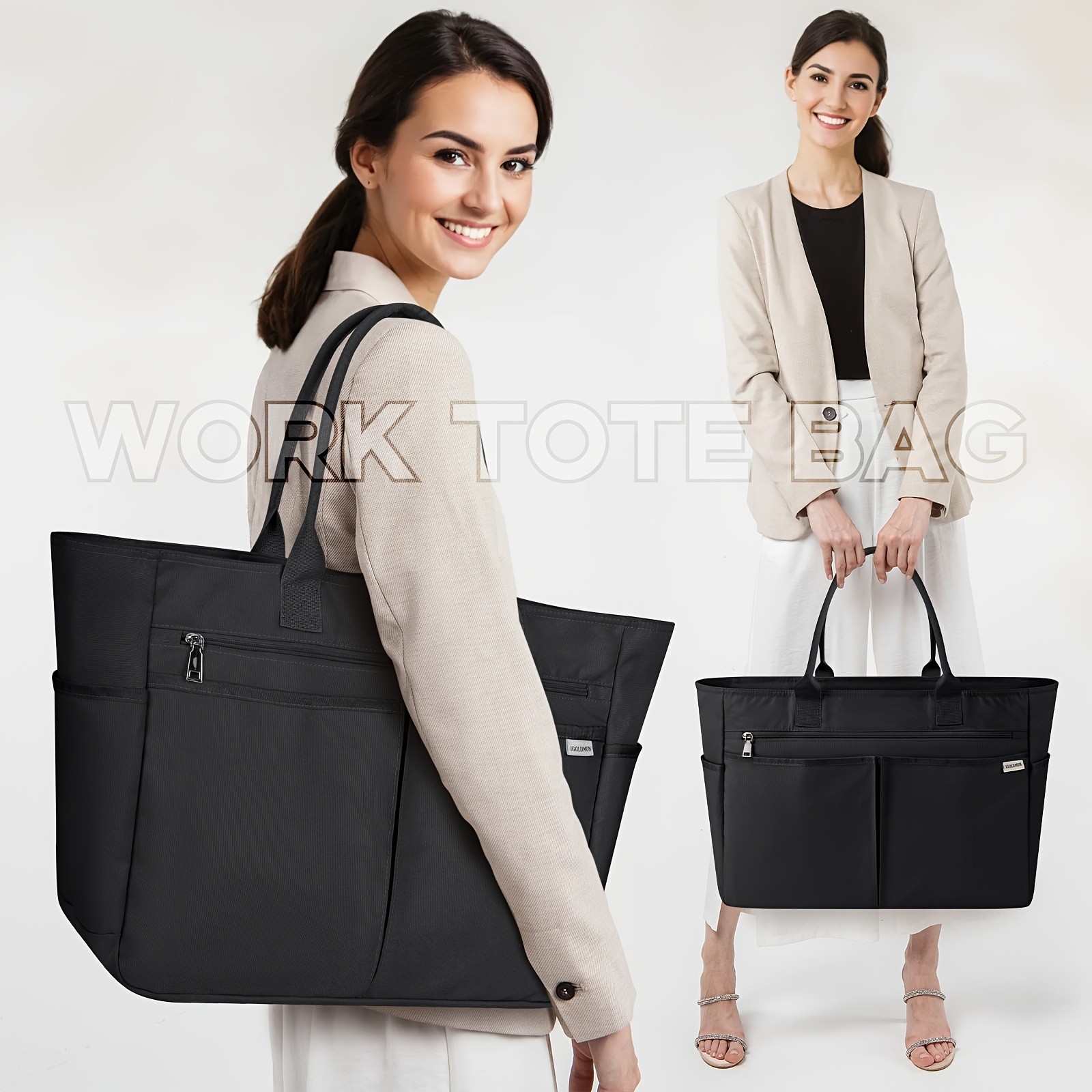 IGOLUMON 40L Tote Bag with Zipper – Spacious, Foldable, and Perfect for Beach, Travel, and Gym