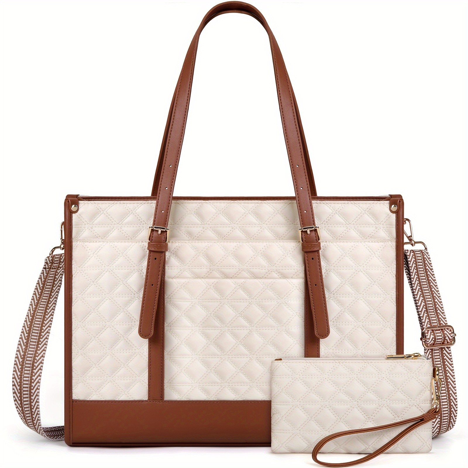 IGOLUMON Women’s 39.62 cm Vegan PU Leather Laptop Tote Bag – Stylish, TSA-Compliant, and Perfect for Work, College, and Travel