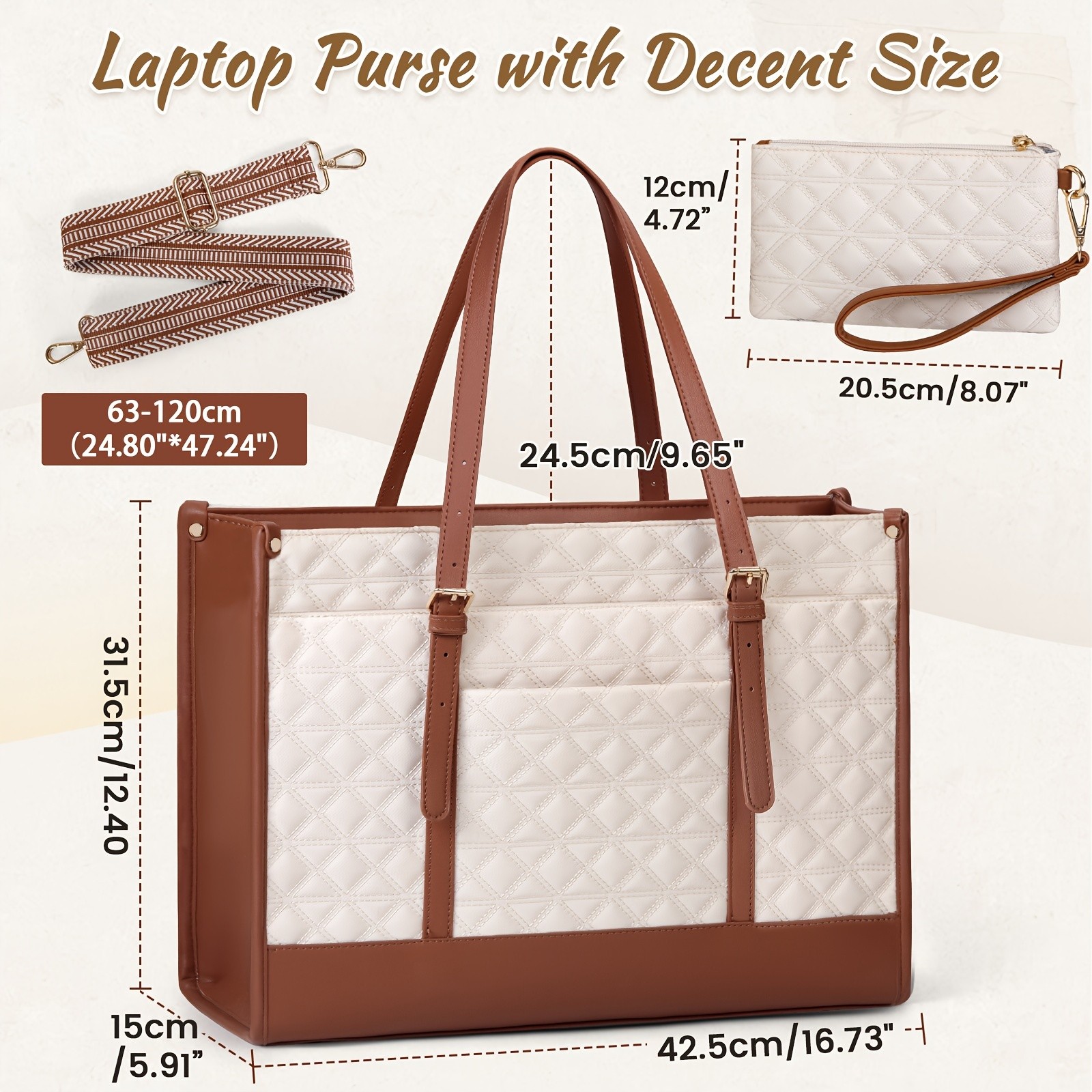 IGOLUMON Women’s 39.62 cm Vegan PU Leather Laptop Tote Bag – Stylish, TSA-Compliant, and Perfect for Work, College, and Travel