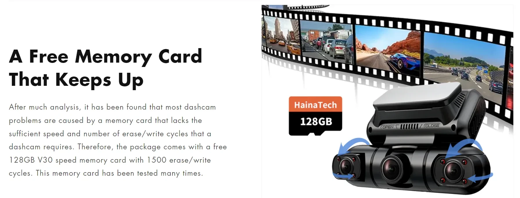 Hainatech 360 Degree View 4 Channel Dash Cam Front And Rear Inside Left Right, Dash Camera For Cars, Built-in GPS WiFi Night Vision, 24 7 Recording Parking Mode Monitor, Free 128G Card