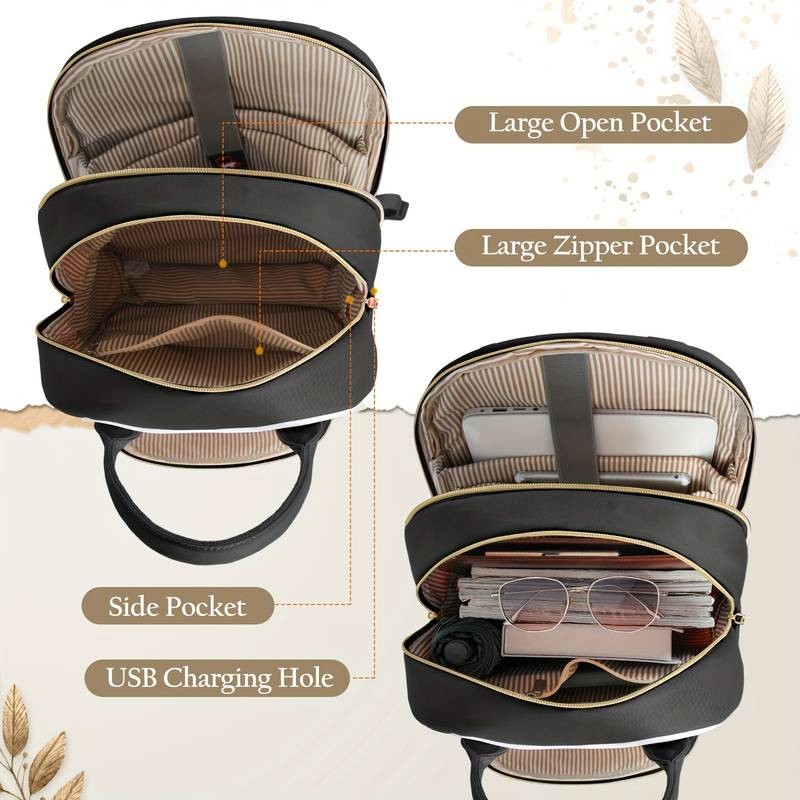 NUBILY Women's 39.62cm Laptop Backpack – Heavy-Duty, Anti-Theft Design with Adjustable Straps for Travel and Everyday Use