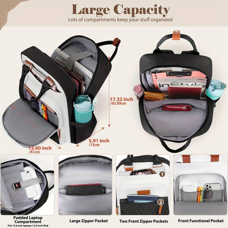 IGOLUMON Laptop Backpack for Women & Men – Anti-Theft, Large Capacity 39.62 cm Travel Backpack with 4 Compartments and 9 Pockets