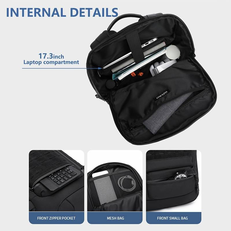 OZUKO 43.94cm Laptop Backpack – Large Capacity Multifunctional Travel Bag for Sports, Photography, and Everyday Use