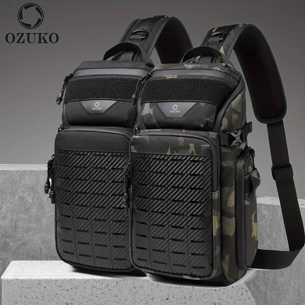 OZUKO Men's Tactical Crossbody Sling Bag – Large Capacity Anti-Scratch Chest Bag for Hiking, Travel, and Casual Use
