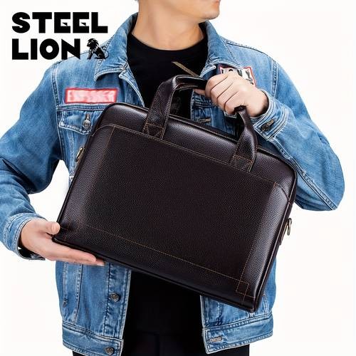 Men’s Genuine Leather Laptop Briefcase – Lightweight, Stylish Business Computer Bag with Tablet/Notebook Pocket