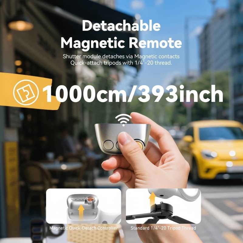 TELESIN Magnetic Shutter Handle for iPhone and Android – DSLR-Style Wireless Shutter with Removable Button and Ergonomic Grip