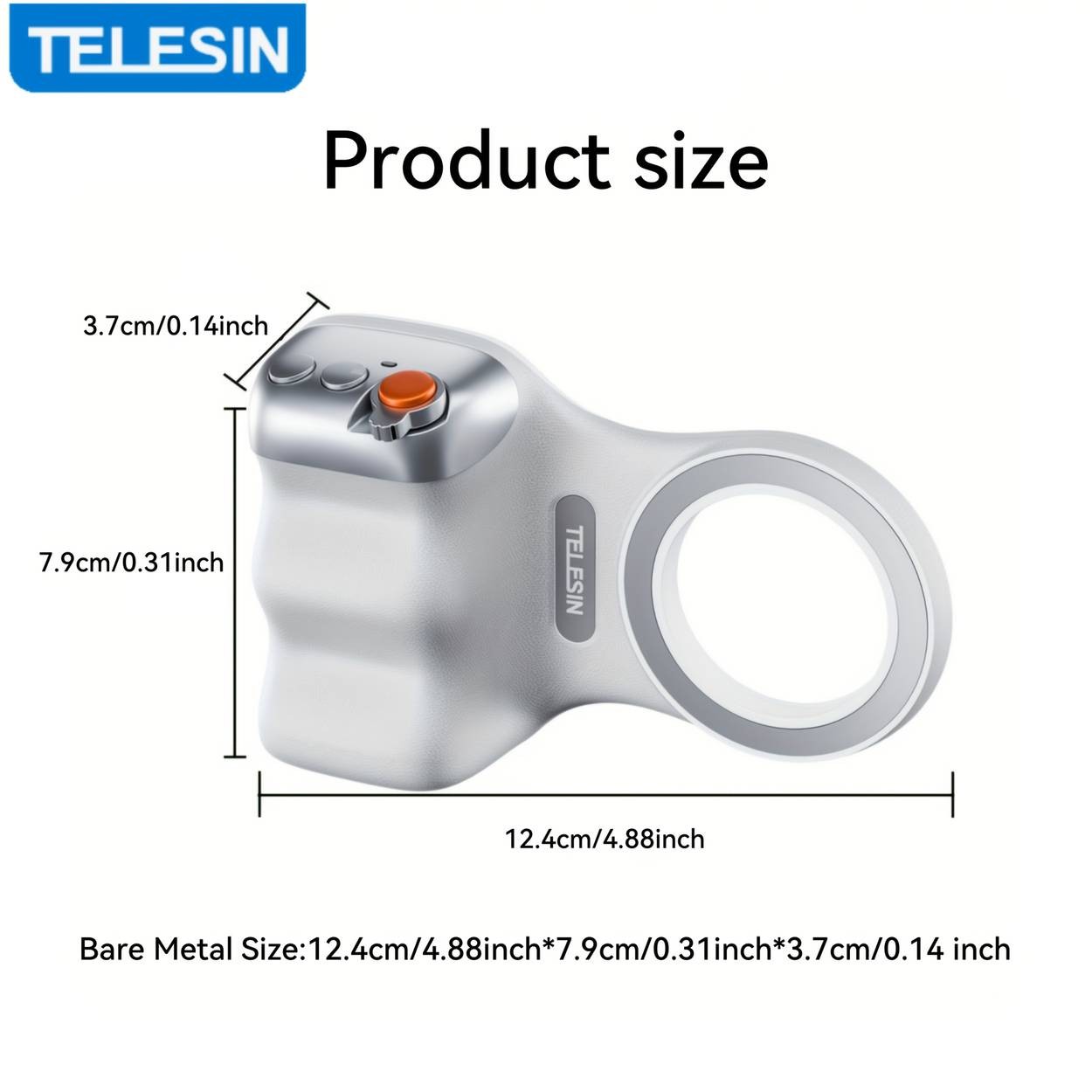 TELESIN Magnetic Shutter Handle for iPhone and Android – DSLR-Style Wireless Shutter with Removable Button and Ergonomic Grip