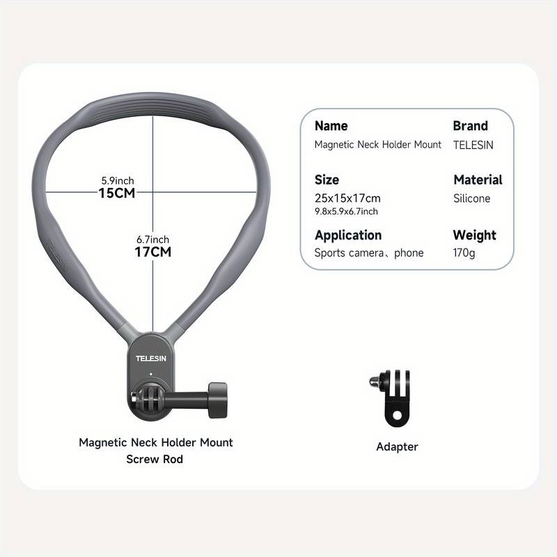 TELESIN Taixun Sports Camera Magnetic Neck Hanger – Compatible with GoPro and Dajiang Action Cameras