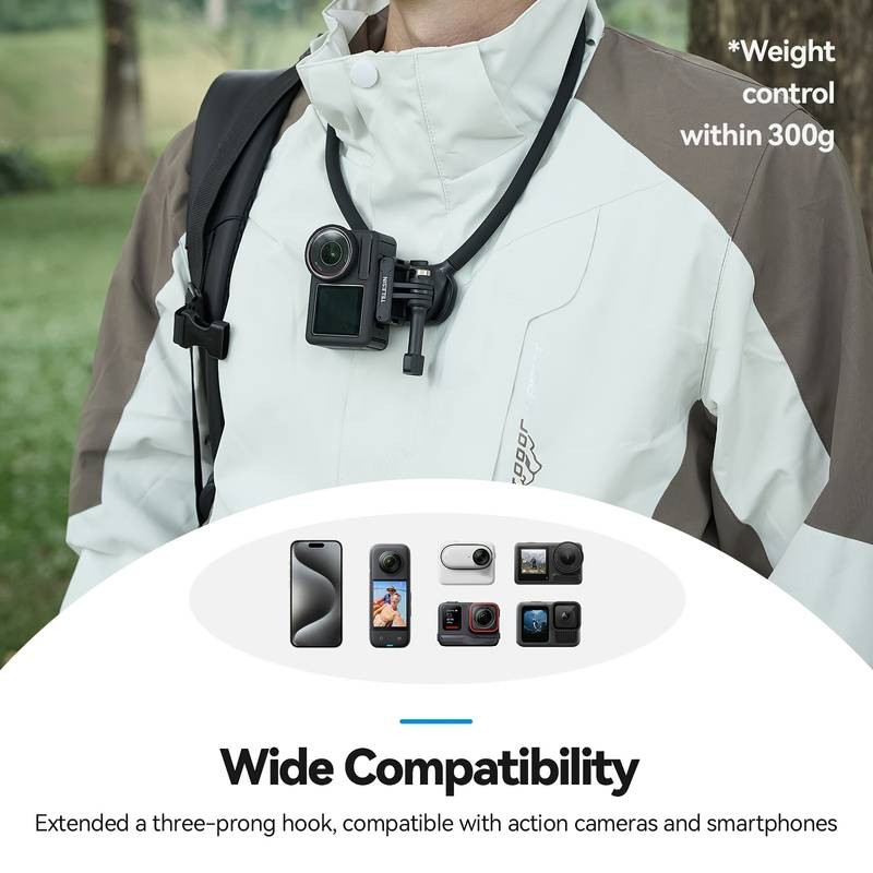 TELESIN Halter Se 2.0 with Air Cushion – Adjustable Chest Strap Mount for Hands-Free POV Vlogging and Video Recording
