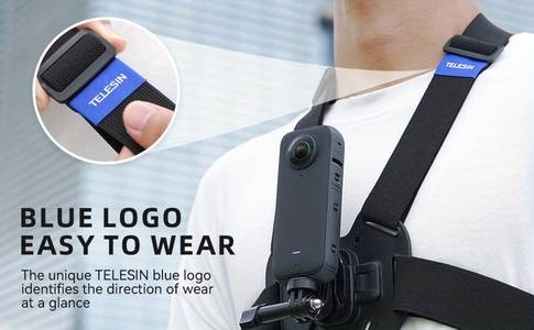 TELESIN Action Camera Chest Harness – Adjustable Strap for Insta360 X2/X3 & DJI Osmo 3 – Sturdy, Hands-Free Mount for Outdoor Adventures