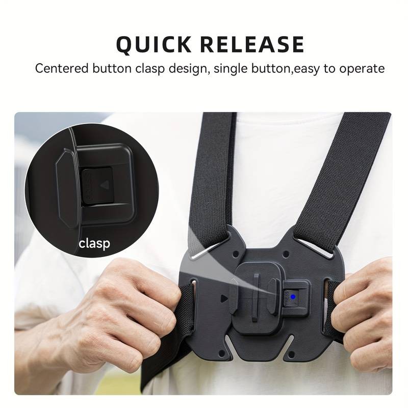 TELESIN Action Camera Chest Harness – Adjustable Strap for Insta360 X2/X3 & DJI Osmo 3 – Sturdy, Hands-Free Mount for Outdoor Adventures